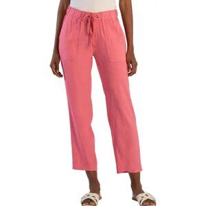Kut From The Kloth NWT Rosalie Pink Tie Linen Blend Waist Pants Sz 1X